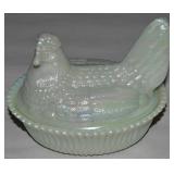 Boyd Iridescent Carnival Glass Hen on Nest 5.5'