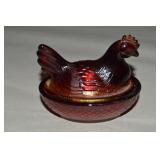 Boyd Amberina Glass Master Salt Hen on Nest 3'