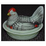 Westmoreland Rosso Handpainted Jadeite Hen on