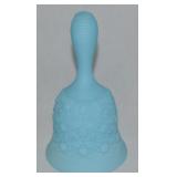 Fenton Blue Satin Glass Daisy & Button Bell 6'