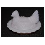 Mosser Tuscan Pink Glass Hen on Nest Dish 6.5'