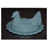 Mosser Georgia Blue Glass Hen on Nest Dish 6.5'