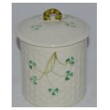 Belleek Irish Porcelain Shamrock Covered Canister