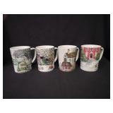 Pottery Barn Winter Village Set of 4 Mugs 4 5/8"