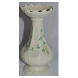 Belleek Irish Porcelain Shamrock Crown Vase 8.5"t