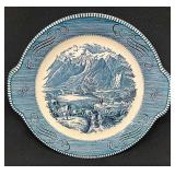 Royal China Currier & Ives Blue Handled Cake
