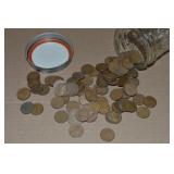100 US Wheatie Pennies in Canning Jar