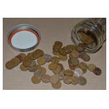 100 US Wheatie Pennies in Canning Jar