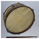 Antique 16" Diameter Snare Drum w/ Sticks