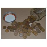 100 US Wheatie Pennies in Canning Jar