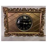 MCM Syroco Wood Goldtone Electric Wall Clock