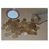100 US Wheatie Pennies in Canning Jar