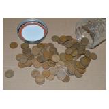 100 US Wheatie Pennies in Canning Jar