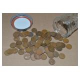 100 US Wheatie Pennies in Canning Jar