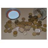 100 US Wheatie Pennies in Canning Jar