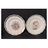 Pair Limoges China Wildlife Plates Handpainted AU