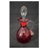 Pilgrim / Rainbow Cranberry Art Glass Cruet w/