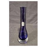 Pilgrim Cased Cobalt Blue Art Glass Vase 9"