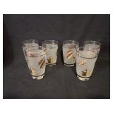 (6) MCM Gold Accented Leaf Pattern Glasses 4.75"