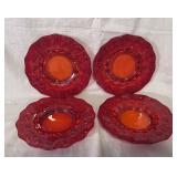 Amberina Glass Paneled Grape Set of 4 Salad Plates