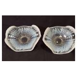 Pair Vintage Opalescent Shell Pattern Footed Bowls