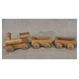Handcrafted Wooden 3-pc Train Set 10" L Total