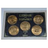 Vtg 5 Token Coins of Hawaii Set in Case