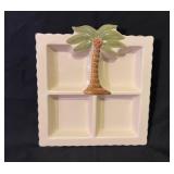 Palm Tree Design Ceramic 4 Part Server 12.25 x