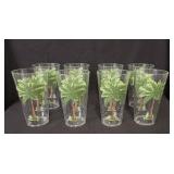Palm Tree Design Set of (8) Acrylic Tumblers 6.25