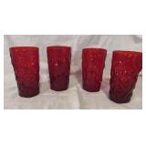 (4) Seneca Driftwood Ruby Iced Tea Glasses 5.75"