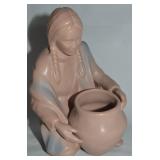 Vtg Van Briggle Art Pottery Indian Maiden w/ Pot