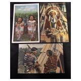 (3) Vintage Native American Indian Postcards - Not