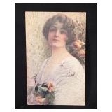 1919 Italian Post Card w/ Pretty Lady