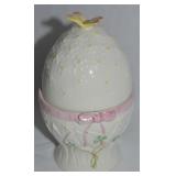 Belleek Irish Porcelain Egg Gift Trinket Box 6.25t