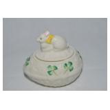 Belleek Irish Porcelain Shamrock Easter Bunny Egg