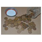 100 US Wheatie Pennies in Canning Jar