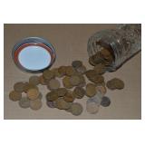 100 US Wheatie Pennies in Canning Jar