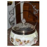 Antique Wavecrest Glass & SP Biscuit Jar 5.75"diam
