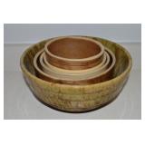 (5) Stoneware Mixing Bowls w/ Spatterware 9.25"