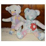 (2) Handcrafted Quilted Teddy Bears 17" Tall