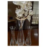 Spode Optic Cut Glass 8.25" Vase + 2 Etched