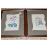 Pair Floral Book Plates Framed Wall Art Pcs 22.75