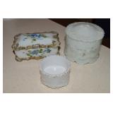 (3) Antique Milk Glass Trinket Boxes w/ 3.5" Diam