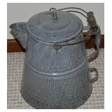 Grey Graniteware 12.5" Tall Kettle w/ Bale