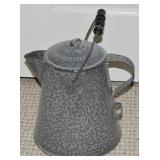 Grey Graniteware 12" Tall Kettle w/ Bale