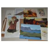 Large Lot of Unframed Artwork: Originals, Prints+