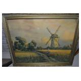 G Maroniez Framed Dutch Windmill Fine Art Litho