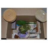 Box Lof ot Misc: Nesting Woven Boxes, Celluloid
