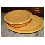 Vtg HL Fiestaware Yellow 8.5" Bowl + 13" Oval