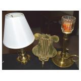 Brass Lot w/ Sheet Music Bookplate, 11"t Lamp &